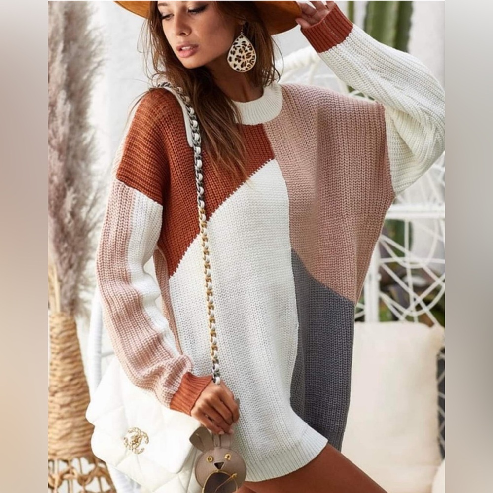 Oversized block color sweater